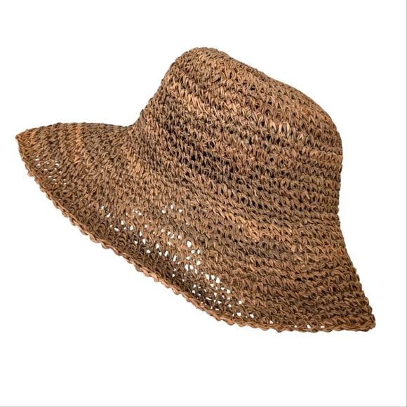 FLOPPY Straw Sun Brim Folding Packable Hat - Picture 7 of 7